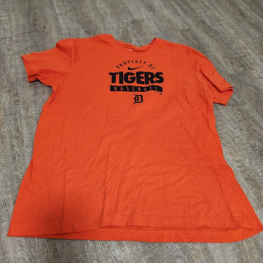 FLAWED MLB Nike Detroit Tigers Orange Short Sleeve T-shirt Size Large